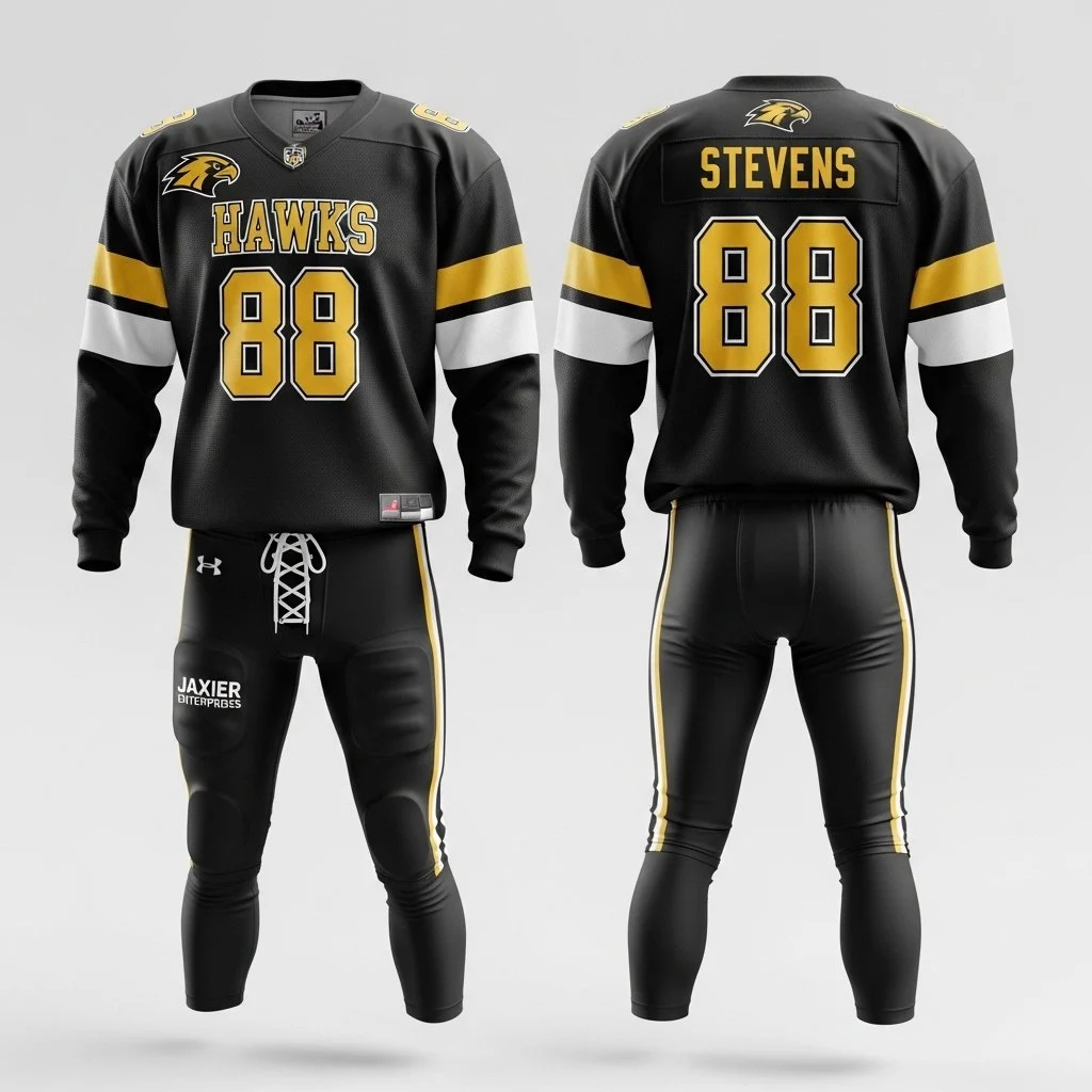 Pro-Series American Football Uniform – Hawks Black & Gold Edition