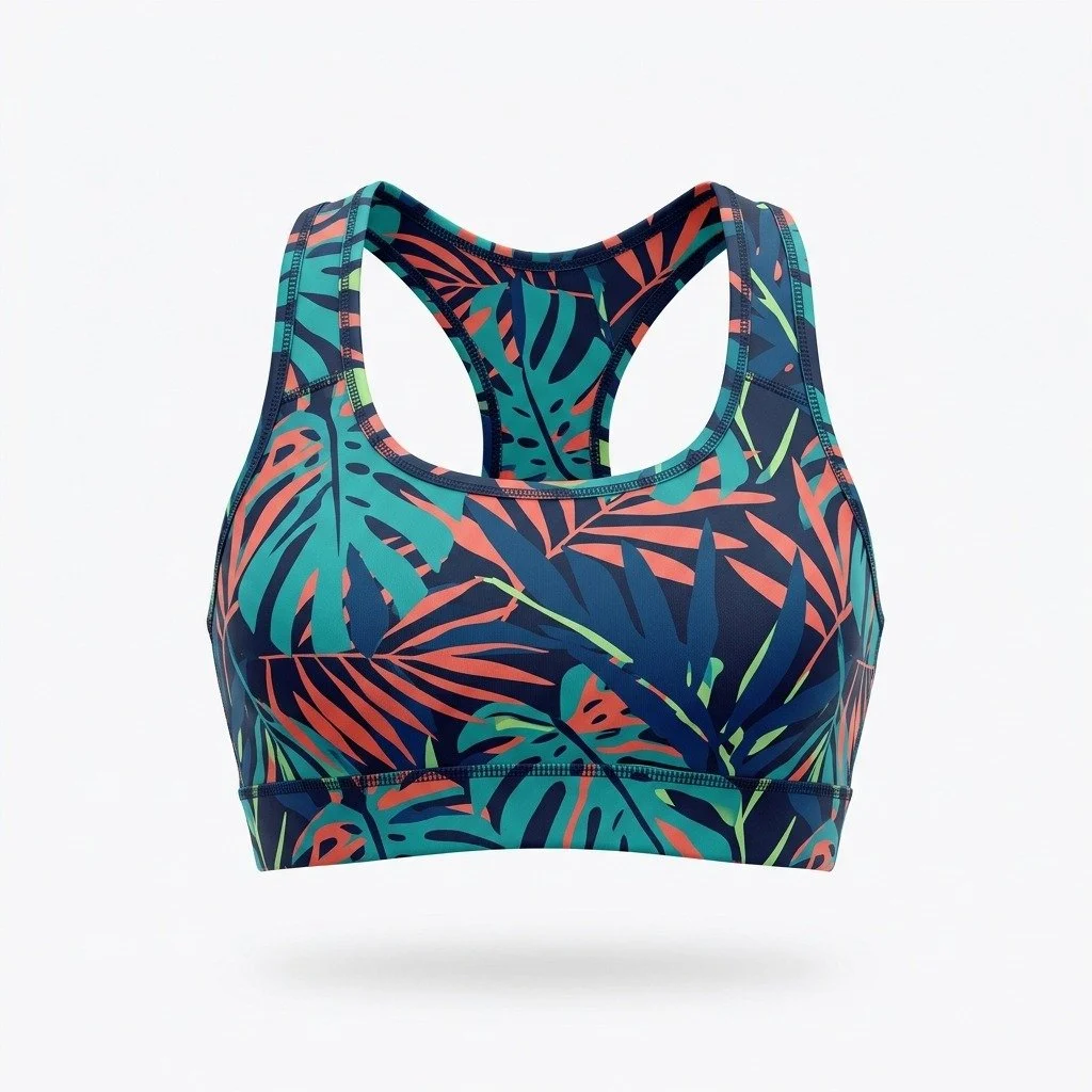 Custom Beach Sports Bra – High-Performance Sublimated Activewear.