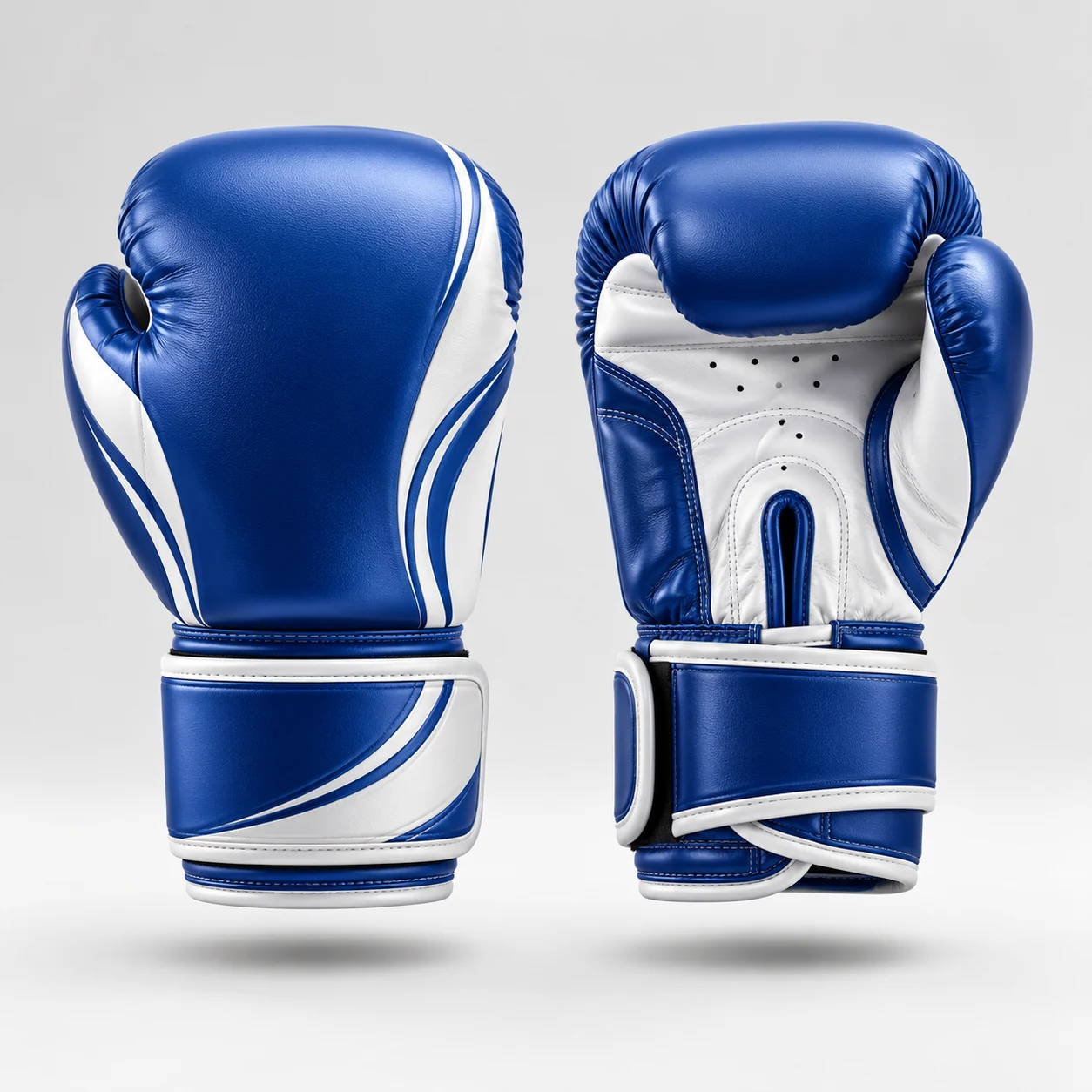 Blue and White Martial Arts Boxing Gloves