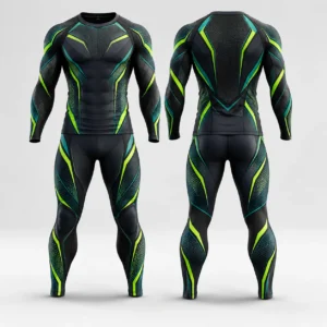 Martial Arts Compression Rash Guard and Spats Set with Geometric Graphics