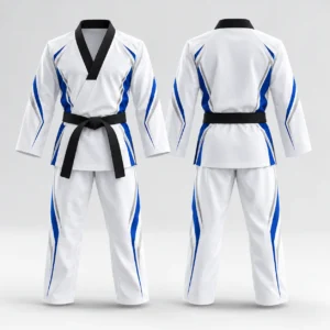 Martial Arts Uniform with Black Collar and Belt