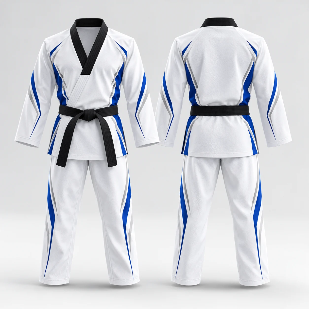 Martial Arts Uniform with Black Collar and Belt